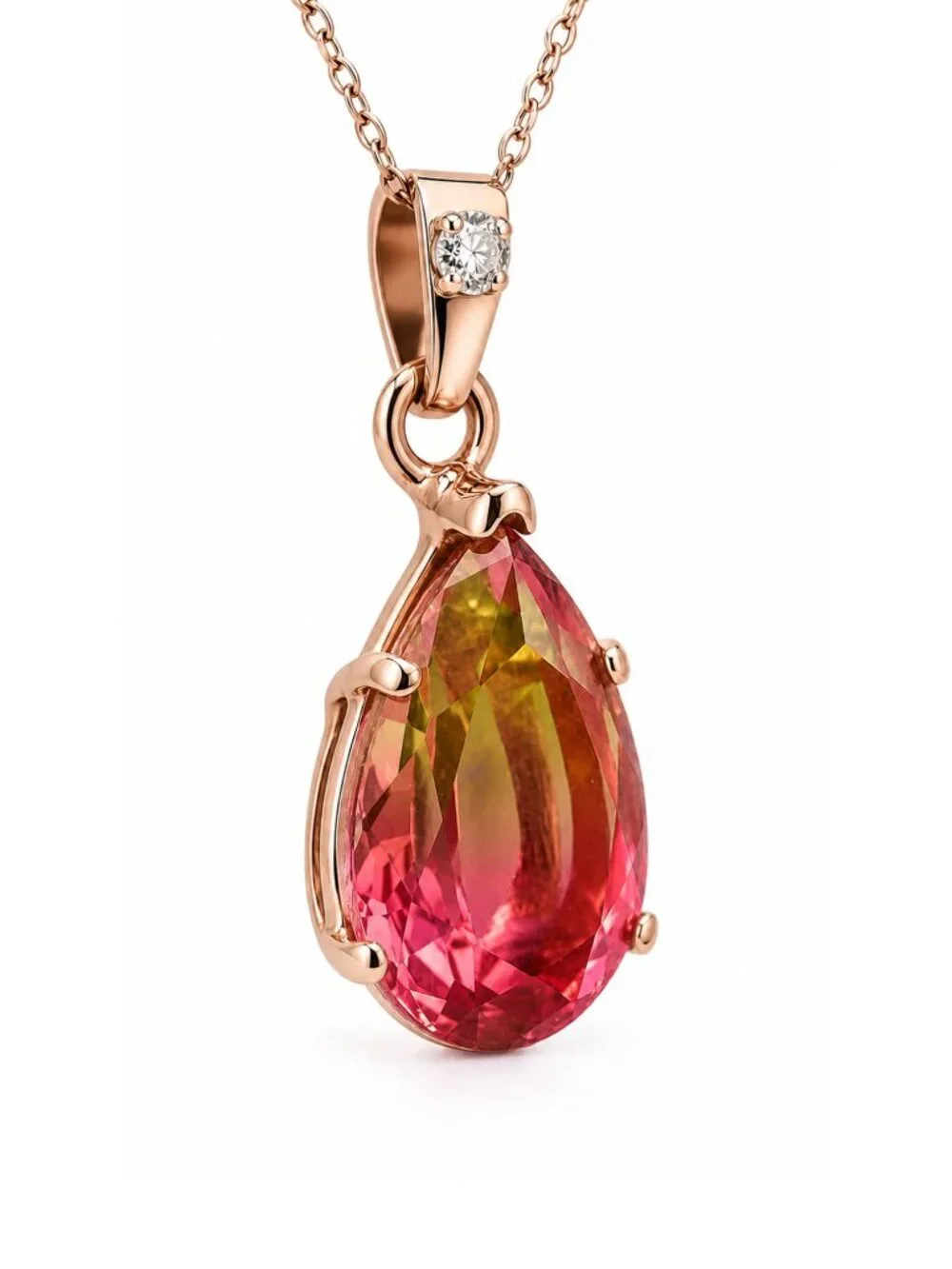 Created 4.43 Cts AAA Tourmaline & Genuine Diamond Pendant 10k Solid Gold
